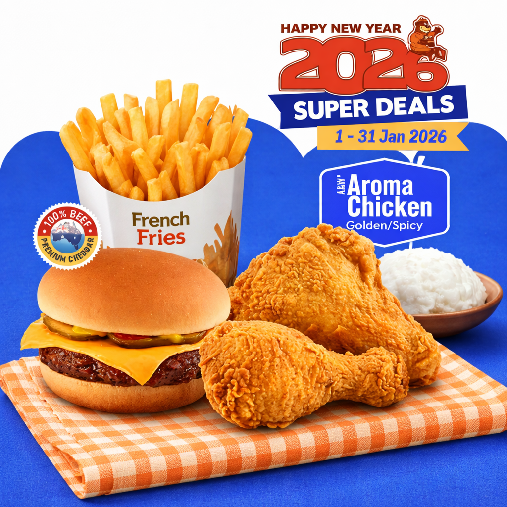 SUPER - 2 Aroma Chicken, Cheese Burger & Fries