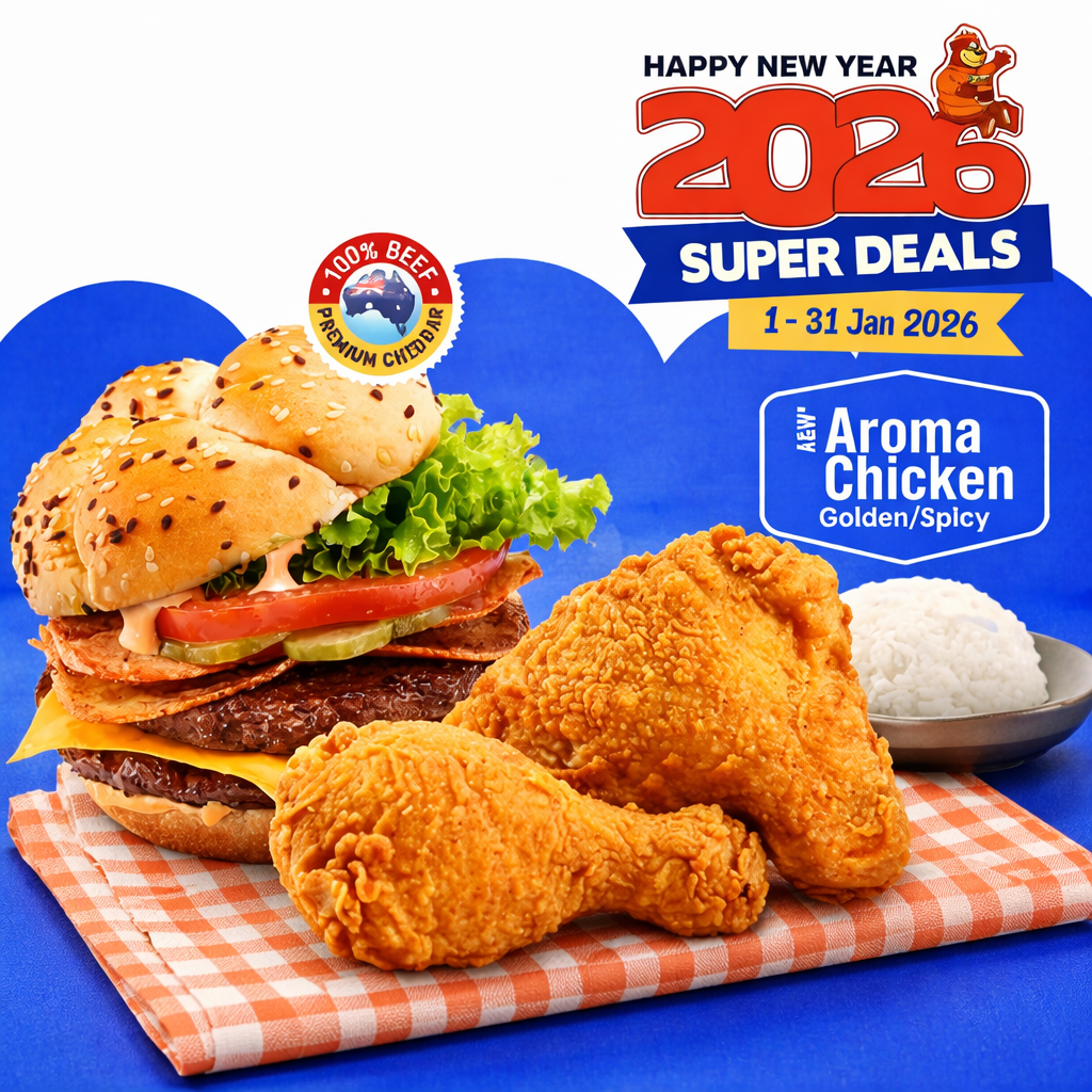 SUPER - 2 Aroma Chicken, Mozza Burger & Rice